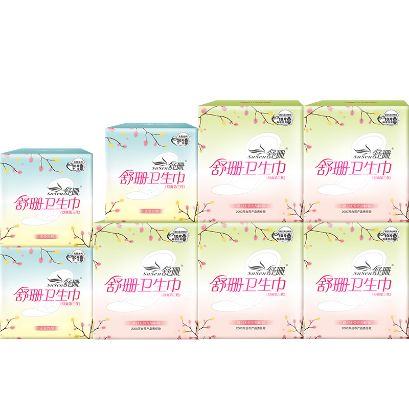 舒珊台湾卫生巾日用护垫组合纤薄柔棉无荧光剂日用*5护垫*3尊贵版