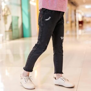 丫逗女童牛仔裤2020新款春秋季儿童潮流休闲裤中大童韩版宽松长裤