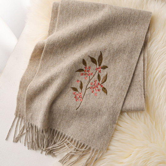 Women's embroidered wool scarf for elder mother