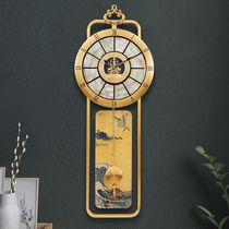 Light extravagant pure brass New Chinese timepiece hanging clock Living room Modern hanging table Eurostyle Guan Guan Fashion Atmospheric Clock Hanging Wall