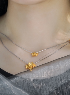 手工银镀金叠戴原创项链项链银银