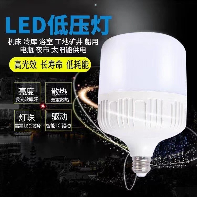 12V36V24伏低压灯led灯泡超亮节能省电家用e27螺口夜市地摊工地灯 - 图0