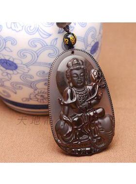 冰种黑曜石属蛇守护神本命佛吊坠