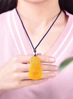 天然玉石玛瑙项链观音吊坠