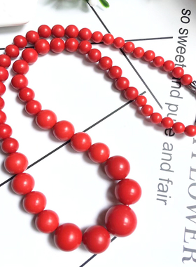 天然红朱砂项链 朱砂塔链项链 6 8 10 12 14mm朱砂项链