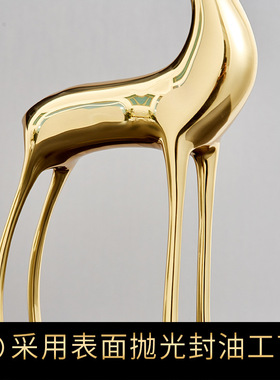 新品黄铜客厅摆件铜鹿礼品电视柜酒柜轻奢创意新结婚软装家居装饰