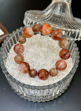 胶花天然黄水晶手链女金发晶黑金