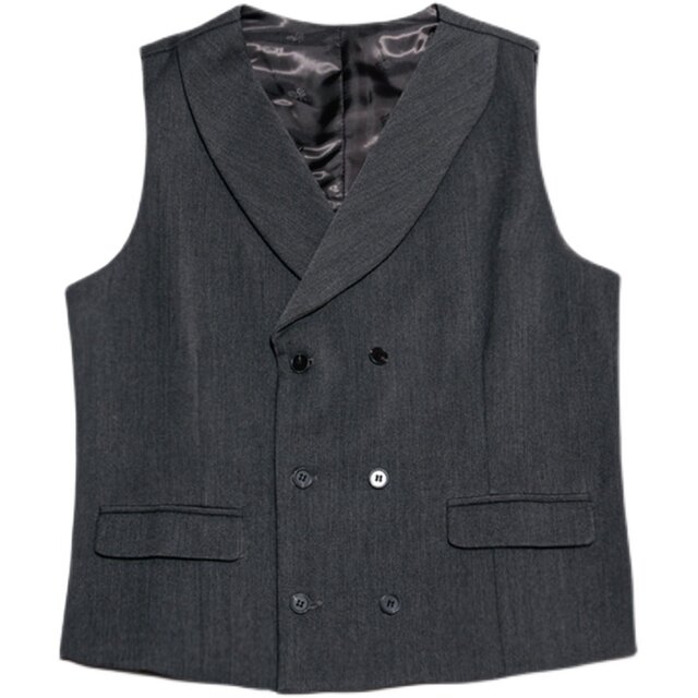 British double-breasted vest men's casual business slim solid color waistcoat vest men's suit vest