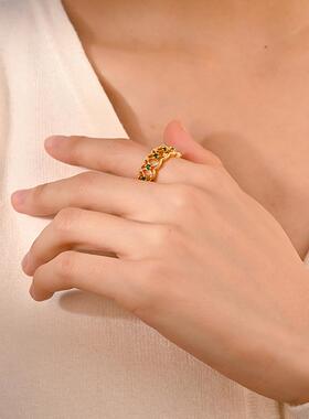 中古心之所动轻奢小众气质款开口戒指网Y状个性设计款