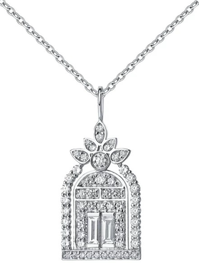 925银镀18k金莫桑幸福门吊坠项链