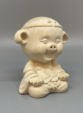 打坐猪八戒黄杨木无漆无蜡工艺品