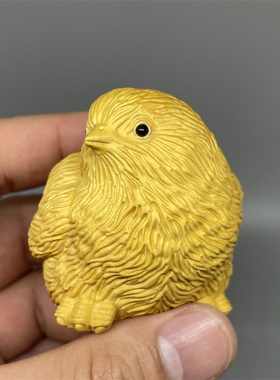 黄杨木小鸡仔摆件整料雕刻工艺品