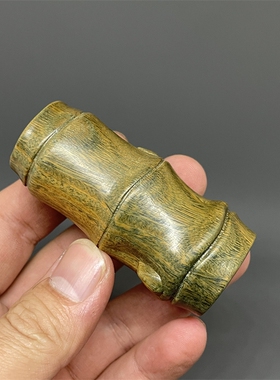 节节高升文玩手把节天然绿檀木雕