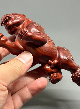 天然紫檀木金钱豹文玩摆件工艺品