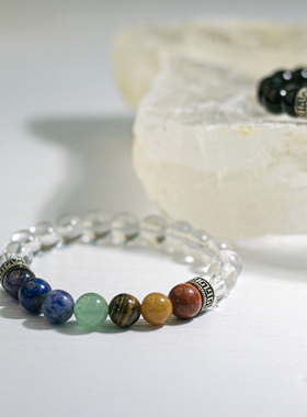 IBD原创chakra7轮天然水晶七彩疗愈西藏风转运多宝女串珠手串手链