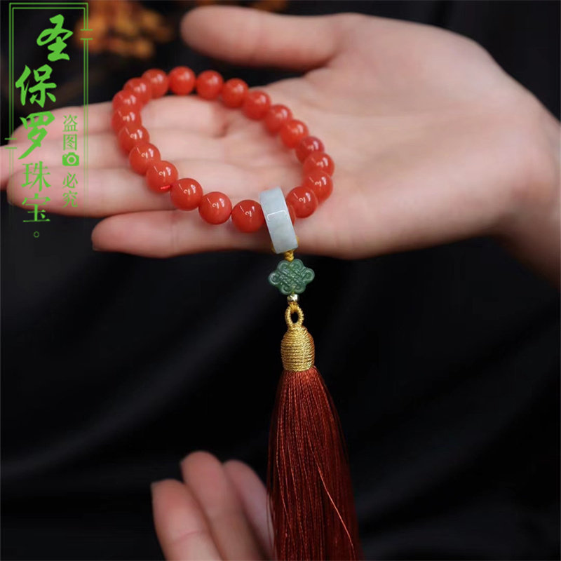 天然南红玛瑙小手捻女指尖文玩手串礼物饰品手持手把件流苏余太翠_虎窝淘