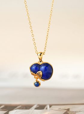 青金石S925银葫芦吊坠新中式