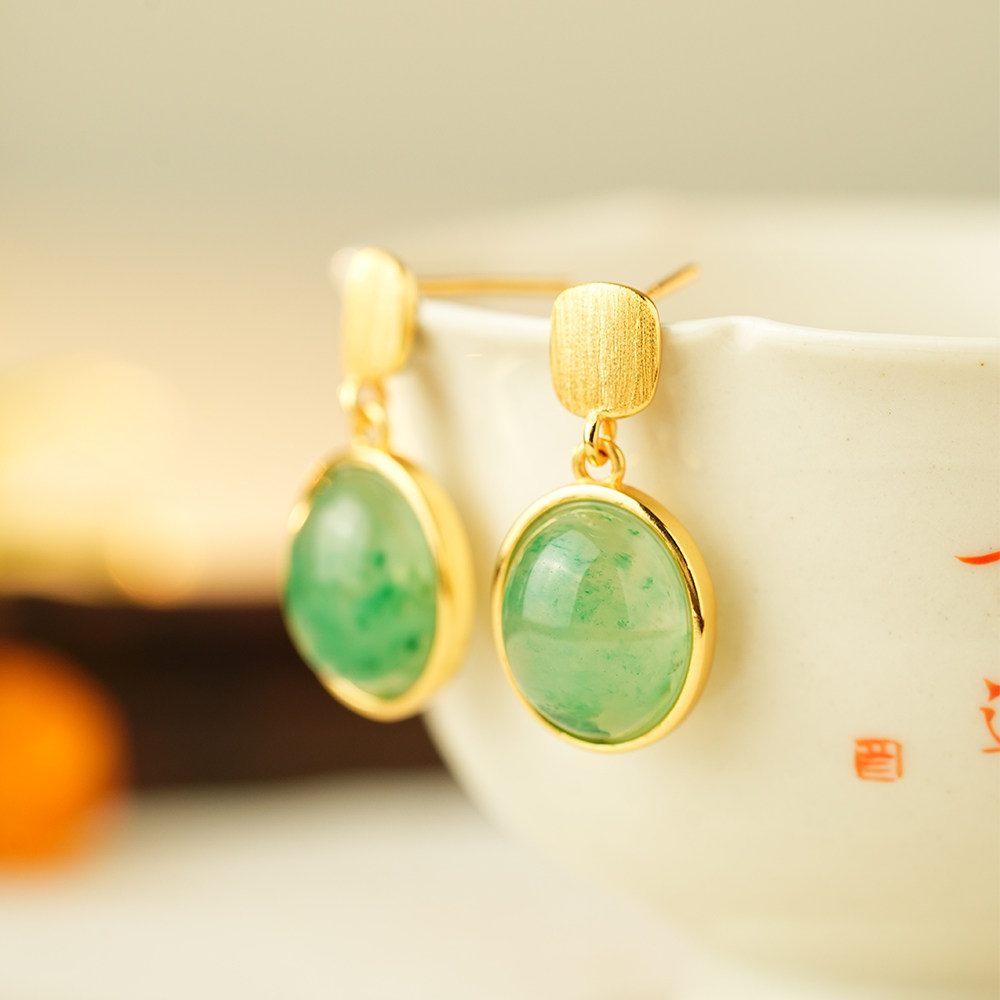 御臻珠宝｜非洲翠｜S925银｜耳饰耳钉耳坠设计款多样性蛋面翠绿,淘宝优惠券,粉丝福利购,淘宝优惠卷