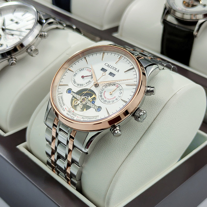 卡罗莱十大男全自动防水镂空机械表 卡罗莱乔邦国产腕表