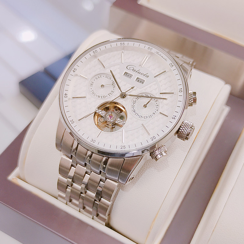 卡罗莱2021新款时尚官方飞轮机械表 卡罗莱乔邦国产腕表