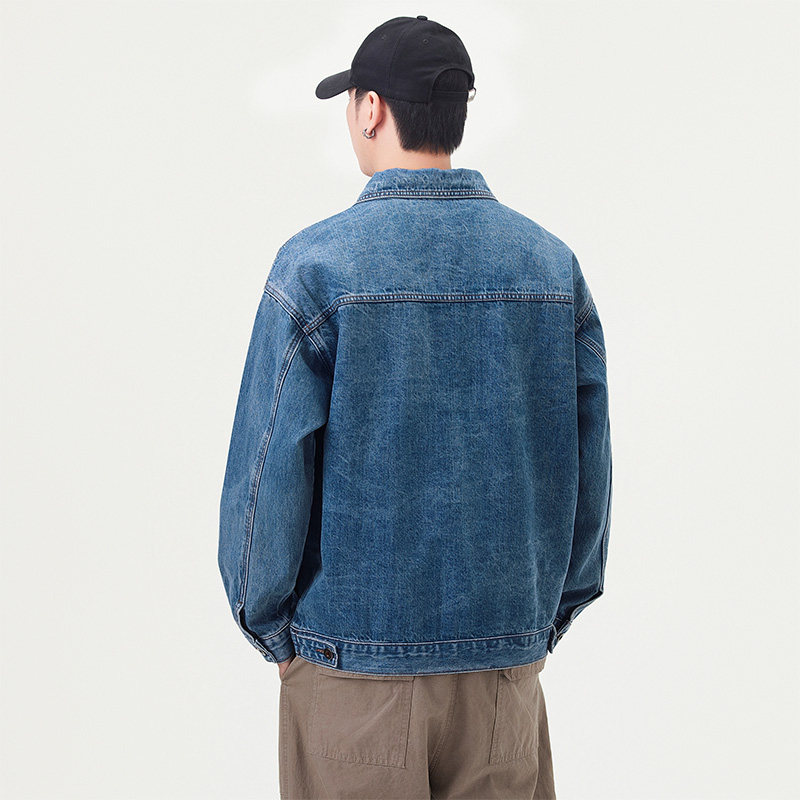 美式复古多口袋翻领牛仔外套男2025秋季宽松大码痞帅水洗工装夹克,淘宝优惠券,粉丝福利购,淘宝优惠卷