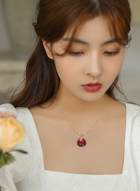 项链锁骨链天然玫瑰花瓣表白日系