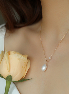 项链锁骨链可调节复古珍珠项链