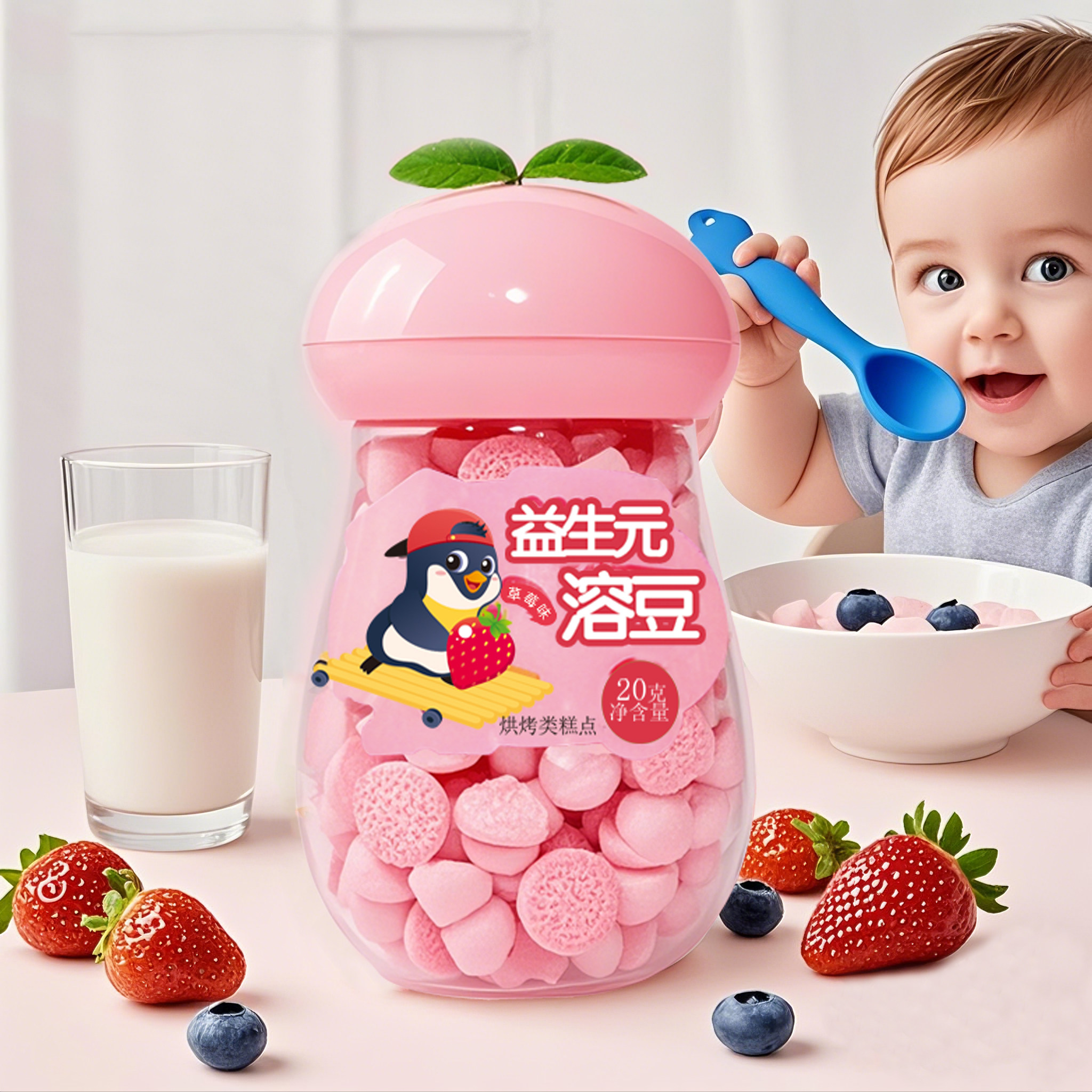 【3送1】御婴乐宝贝益生元水果溶豆儿童零辅食溶溶豆小奶豆罐装,淘宝优惠券,粉丝福利购,淘宝优惠卷