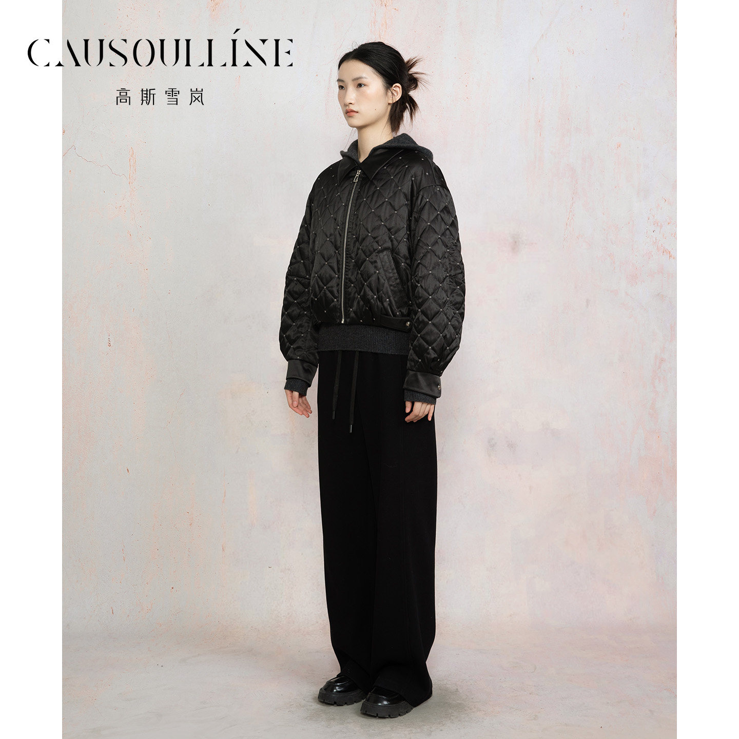 高斯雪岚冬新款简约休闲风女短款外套菱形格棉服商场同款25418022,淘宝优惠券,粉丝福利购,淘宝优惠卷