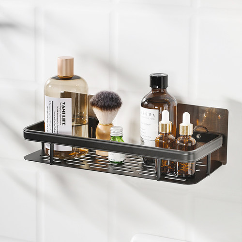 太空铝浴室置物架卫生间壁挂免打孔厕所洗手间洗漱台墙上收纳架子 - 图2