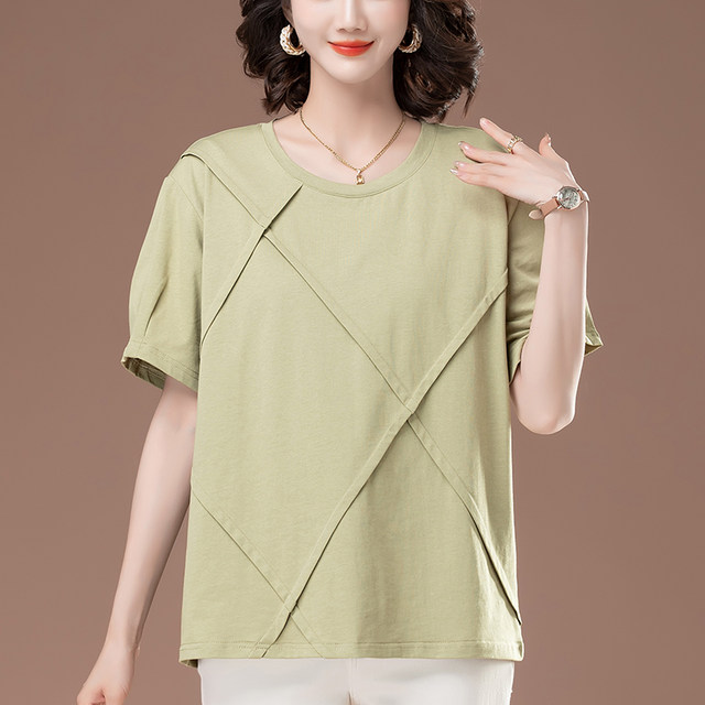 Spliced ​​​​ casual ສັ້ນແຂນແຂງສີແຂງຄໍຕະຫຼອດ