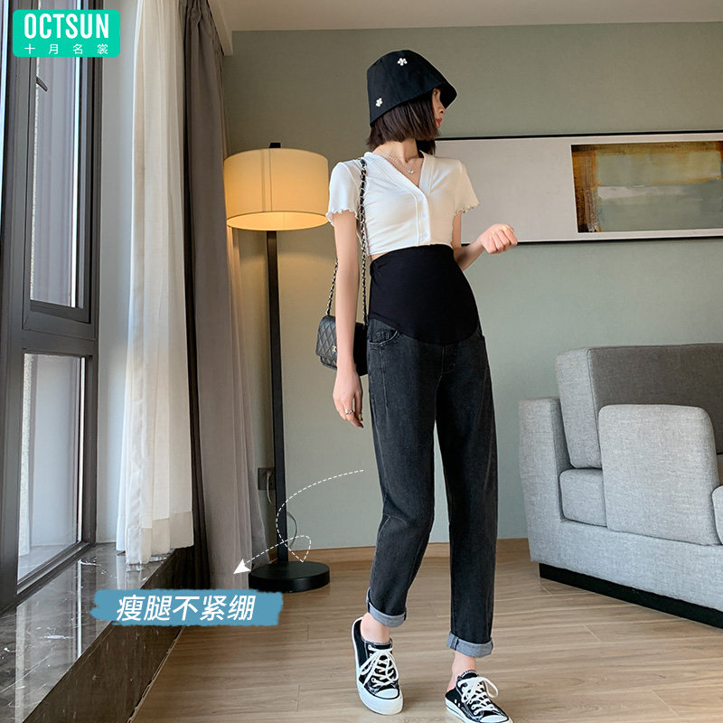 孕妇春秋款外穿孕早期打底裤牛仔裤 十月名裳孕妇打底裤