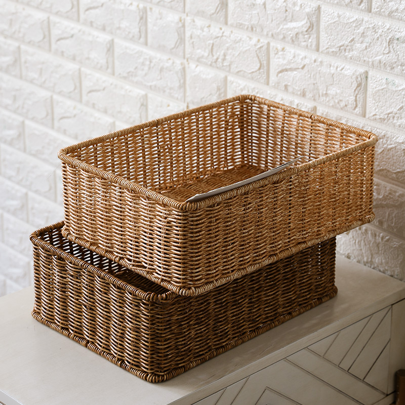 Kens日式仿藤编收纳筐橱柜抽屉篮酒店浴室毛巾整理篮电视柜收纳盒,淘宝优惠券,粉丝福利购,淘宝优惠卷