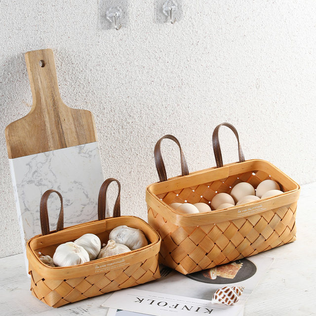 Kens ginger and garlic storage woven kitchen wall-mounted basket