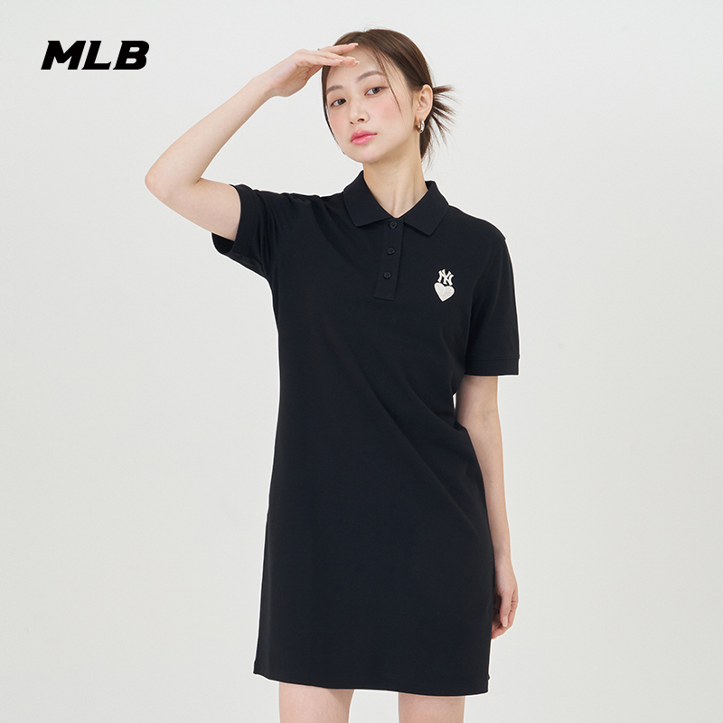 MLB官方 女款爱心系列POLO领连衣裙刺绣LOGO运动24夏季新款OPH01 - 图0