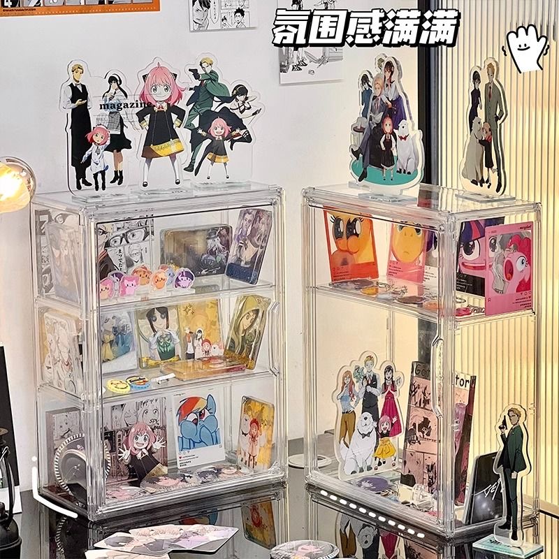 吧唧收纳盒亚克力透明谷子徽章展示柜痛柜桌面立牌动漫周边展示架 - 图1