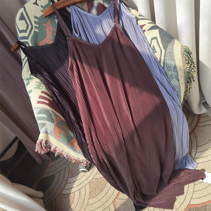 2025秋季新款女装时尚百搭无袖吊带连衣裙长裙褶子高级感吊带裙子,淘宝优惠券,粉丝福利购,淘宝优惠卷