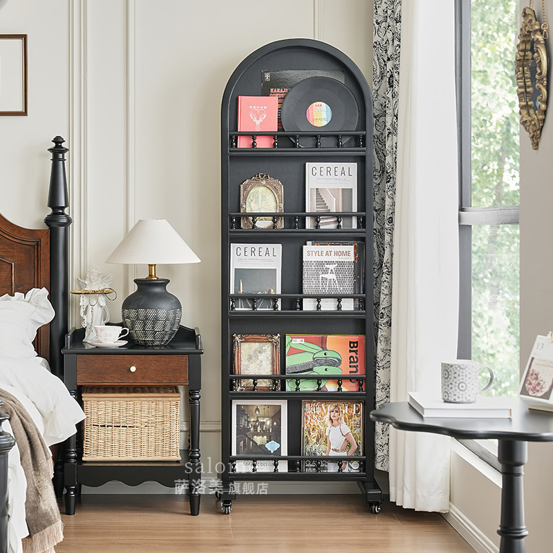 法式实木可旋转移动书架落地置物架多层收纳架客厅靠墙全身穿衣镜,淘宝优惠券,粉丝福利购,淘宝优惠卷