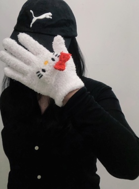 helloKitty手套保暖五指学生电动