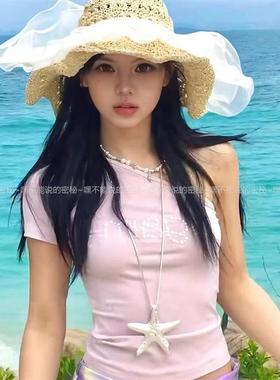 美式复古辣妹银色海星项链海边