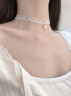 choker锁骨链少女黑色蕾丝颈带