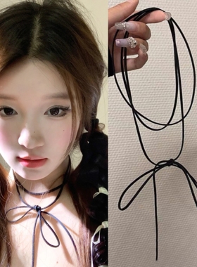 纯欲风白色绑带choker蝴蝶结项圈