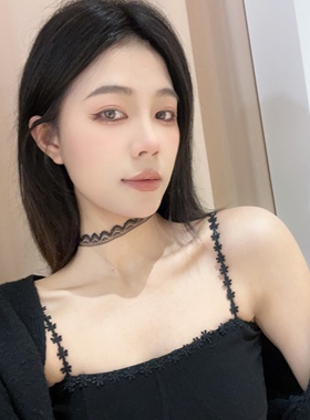 纯欲蕾丝花边锁骨链choker仙女白