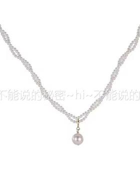 珍珠吊坠双层小麻花珍珠项链纯欲