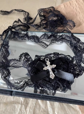 哥特十字架蕾丝眼罩女cos洛颈带