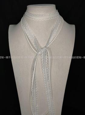叠戴纯欲风韩系白色蕾丝飘带细窄