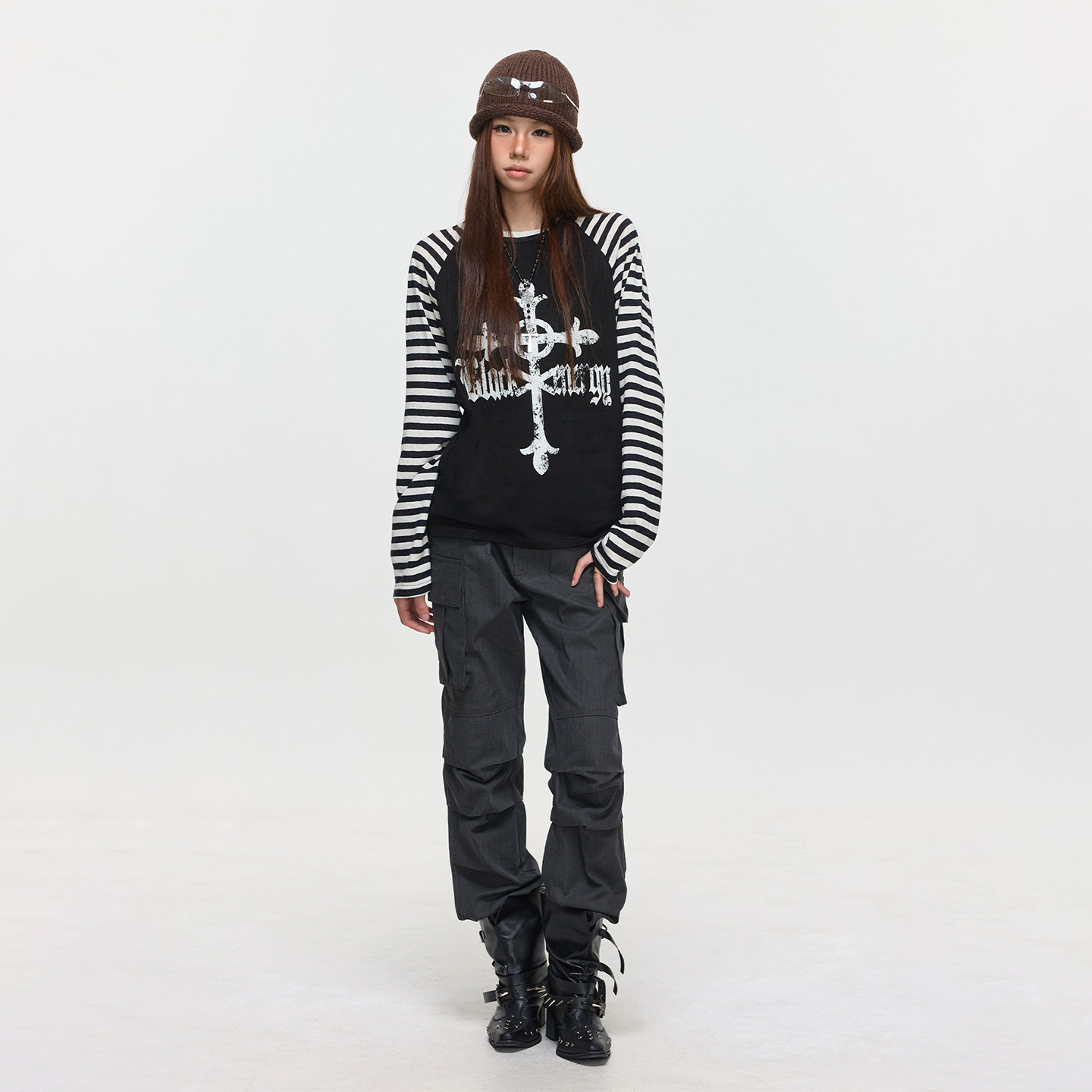 BTSG美式复古Vibe褶皱微喇工装裤小众设计感多口袋修身显高休闲裤,淘宝优惠券,粉丝福利购,淘宝优惠卷