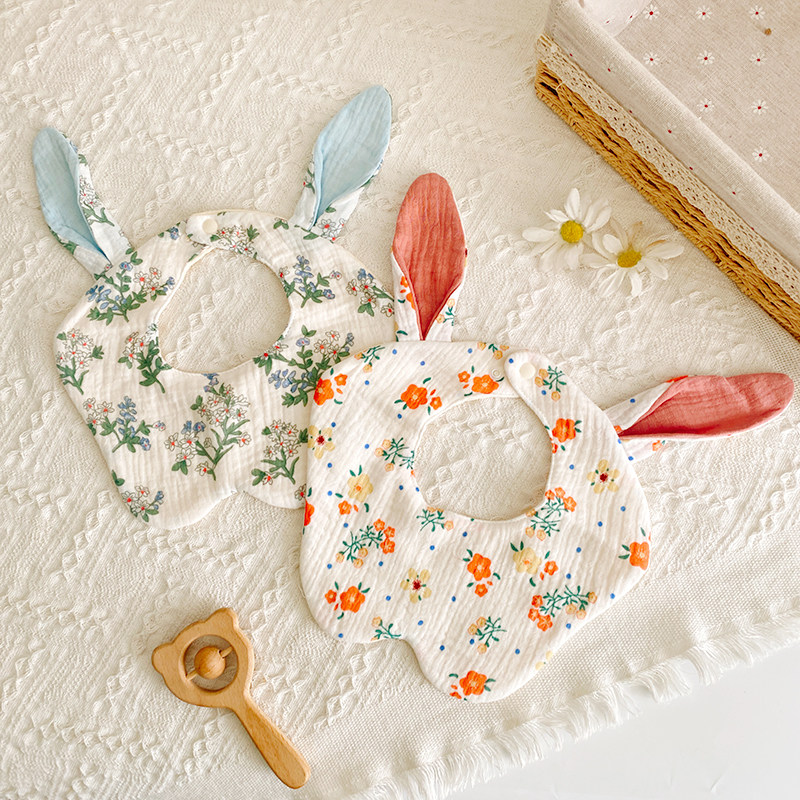 纯棉纱布婴儿围嘴围兜新生儿公主兔耳朵小围嘴口水巾春夏薄款透气,淘宝优惠券,粉丝福利购,淘宝优惠卷