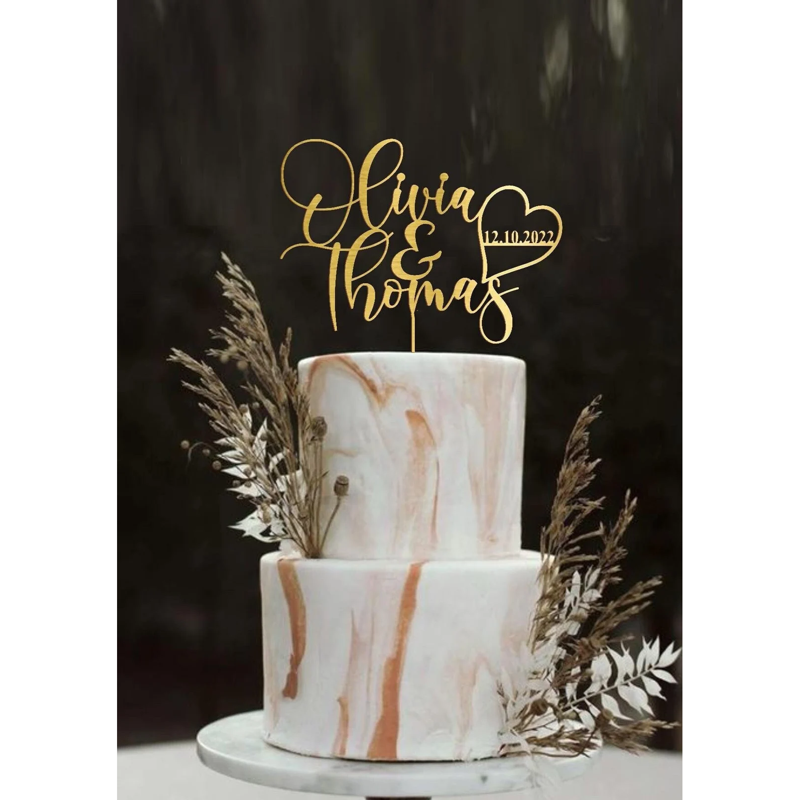 Wedding CakeTopper定制名字时间婚礼蛋糕插牌订婚结婚周年装饰品,淘宝优惠券,粉丝福利购,淘宝优惠卷