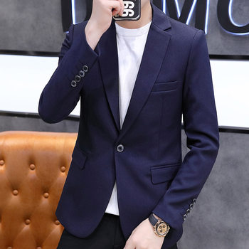 Spring and Autumn Men's Solid Color Casual Suit Trendy Handsome Youth Small Suit Korean Style Slim Fit Jacket Single Top